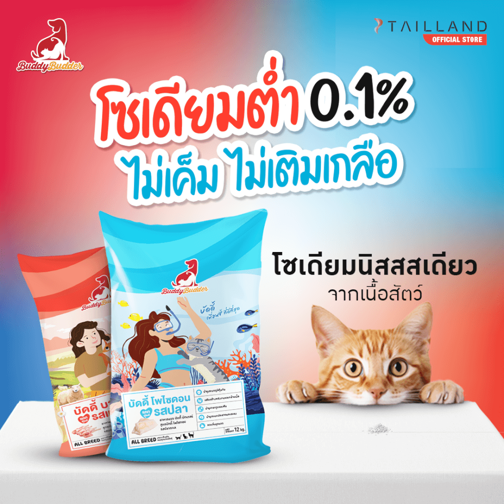 อาหารแมว BUDDY BUDDER สูตรบัดดี้ โพไซดอน รสปลา โซเดียมต่ำ ไม่เติมเกลือ (1.2 KG X 2)_4
